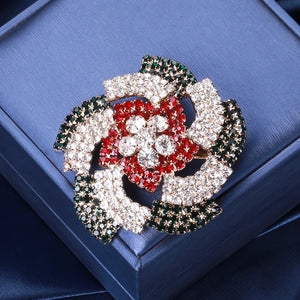 Rhinestone Windmill Flower Brooch Pin - Elegant Palace Party
