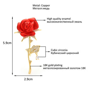 Soft Rose Flower Brooches Cubic Zirconia Charmig Flower Pin