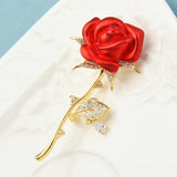 Soft Rose Flower Brooches Cubic Zirconia Charmig Flower Pin