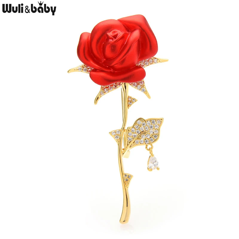 Soft Rose Flower Brooches Cubic Zirconia Charmig Flower Pin