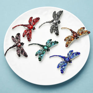 Crystal Dragonfly Brooches 6-color Beauty Insects Pins