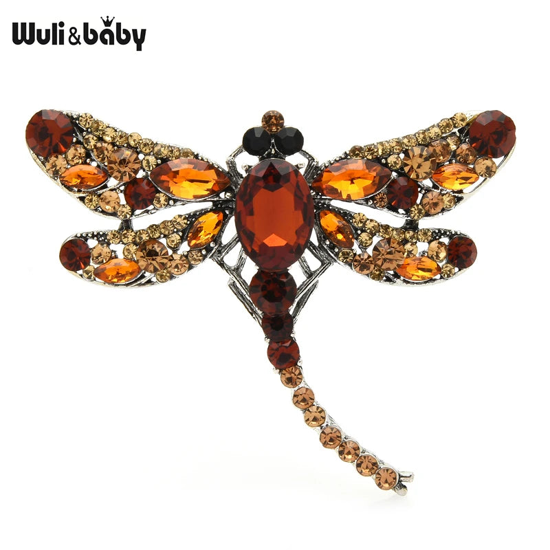Crystal Dragonfly Brooches 6-color Beauty Insects Pins
