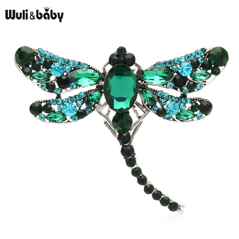 Crystal Dragonfly Brooches 6-color Beauty Insects Pins