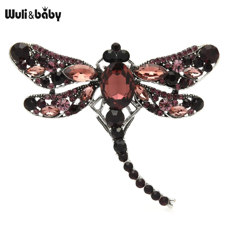 Crystal Dragonfly Brooches 6-color Beauty Insects Pins