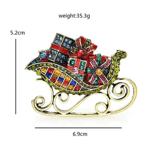 Vintage Rhinestone Christmas Brooch Pin for Women Men