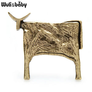 Vintage Cattle Brooches For Women Unisex Animal Year Jewelry