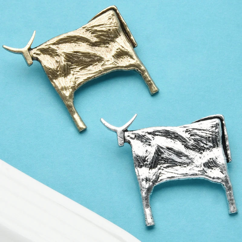 Vintage Cattle Brooches For Women Unisex Animal Year Jewelry