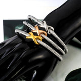 Twisted Cable Wire Bracelets Vintage Cross Bangles Women Cuff Bracelets