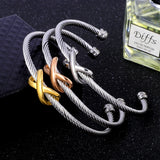Twisted Cable Wire Bracelets Vintage Cross Bangles Women Cuff Bracelets