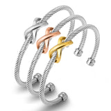 Twisted Cable Wire Bracelets Vintage Cross Bangles Women Cuff Bracelets