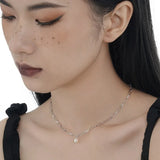 ZFSILVER S925 Sterling Silver Oval Baroque Necklace For Women