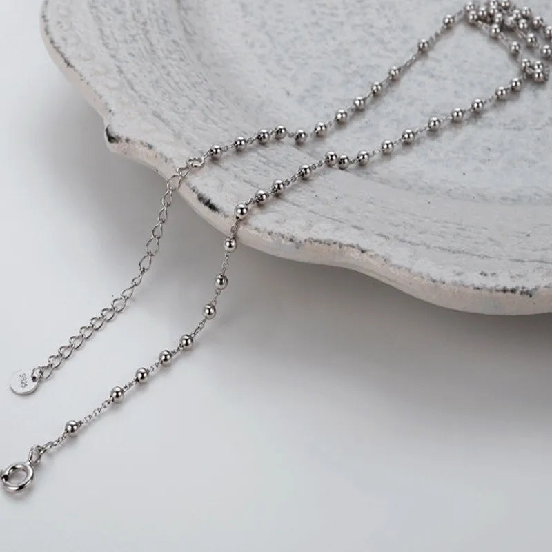 S925 Silver Ball Collarbone Chain Necklace for Women