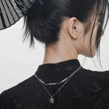 925 Silver Green Aventurine Necklace For Women Party Wedding Chram Jewelry