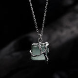 925 Silver Green Aventurine Necklace For Women Party Wedding Chram Jewelry