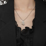 925 Silver Zircon Heart Ghost Necklace For Women Wedding Party