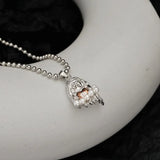 925 Silver Zircon Heart Ghost Necklace For Women Wedding Party