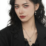 925 Silver Zircon Heart Ghost Necklace For Women Wedding Party