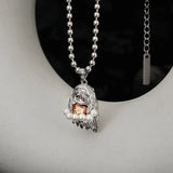 925 Silver Zircon Heart Ghost Necklace For Women Wedding Party
