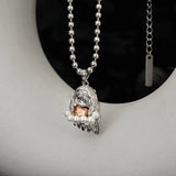 925 Silver Zircon Heart Ghost Necklace For Women Wedding Party