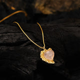 925 Silver Snake Chain Rose Quartz Necklace Wedding Charm Jewelry