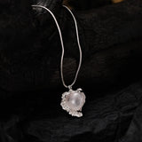 925 Silver Snake Chain Rose Quartz Necklace Wedding Charm Jewelry