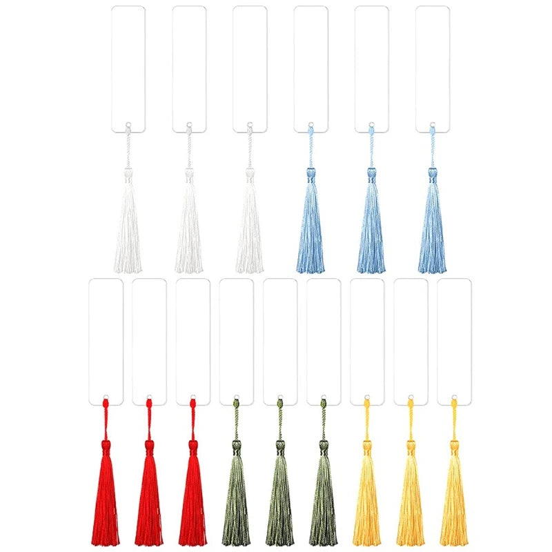 X4YA 15Pcs DIY Bookmarks with 5-Color Tassel for Kids