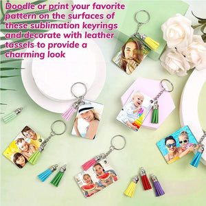 X4YA 80 Pcs Sublimation Blank Keychain Tassel Key Ring for Diy Art Craft