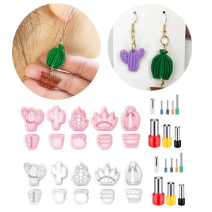 18Pcs Plant Cactus Cutter Flower Pot Pendant Maker DIY Earring Molds