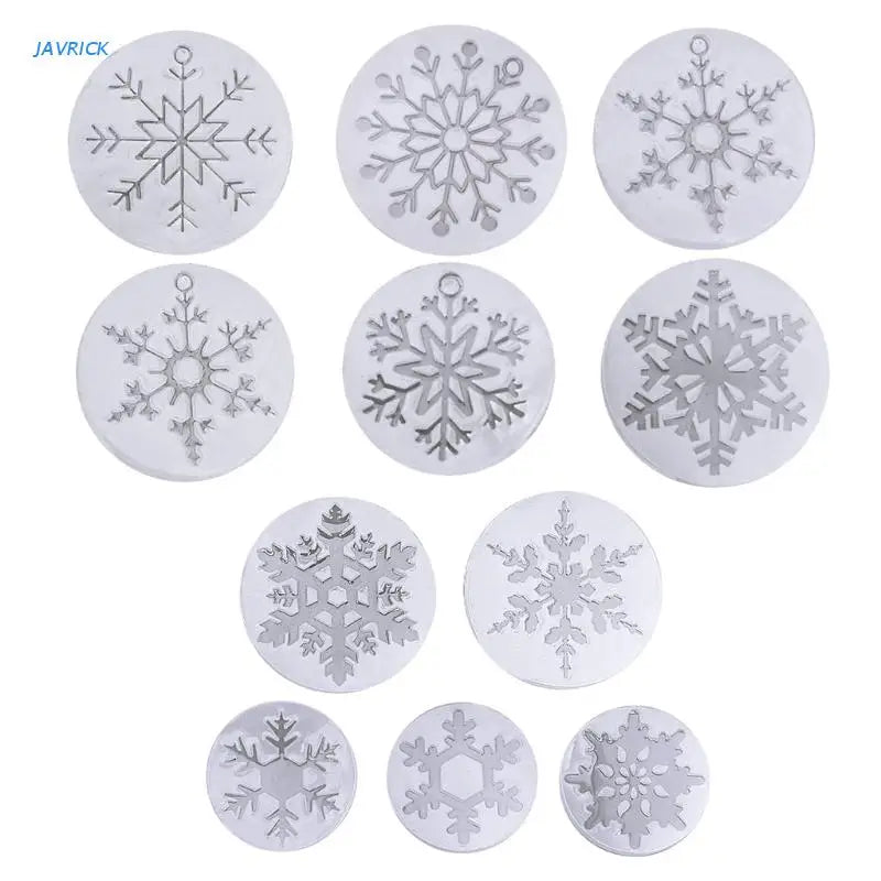 11 Pcs Snowflake Pendants Ornaments Epoxy Resin Mold DIY Crafts Silicone Mould