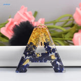 Epoxy Resin Mold for DIY Letter Number Pendant with Fluffy Ball Keychain