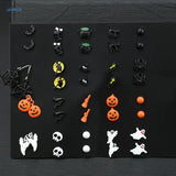 Halloween 20 Pairs Card Jack-o-lantern Stud Earrings Dark Skull Head Earrings