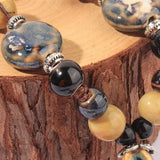 Boho Ethnic Long Necklace with Flower Charm Bead Tassel - Colorful