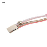 Leather Wrap Wristband Punk Crystal Rhinestone Multilayer Cuff Bracelet Bangle
