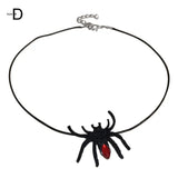 Punk Bat Charm Necklace Halloween Spiders Pendant Witch Hat Choker