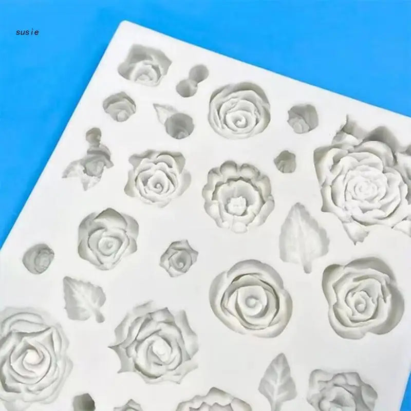 X7YA Silicone Rose Flower Soap Mold for DIY Pendant