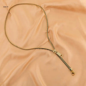 X7YA Zipper Choker Necklace Thick Clavicle Chain Collar