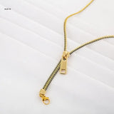 X7YA Zipper Choker Necklace Thick Clavicle Chain Collar