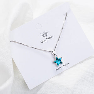 925 Silver Crystal Star Pendant Necklace Charm Jewelry