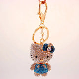 Rhinestone Bowknot Kitten Keychain Lady Bag Metal Pendant