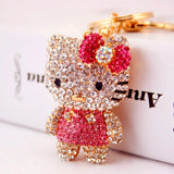 Rhinestone Bowknot Kitten Keychain Lady Bag Metal Pendant