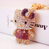 Rhinestone Bowknot Kitten Keychain Lady Bag Metal Pendant