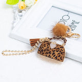Leopard Print Fabric Handbag Model Keychain Jewelry Ladies Bag Pendant