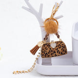 Leopard Print Fabric Handbag Model Keychain Jewelry Ladies Bag Pendant