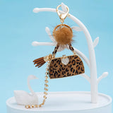 Leopard Print Fabric Handbag Model Keychain Jewelry Ladies Bag Pendant