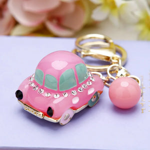 Mini Car Hair Keychain Metal Female Bag Pendant Keychain Ring