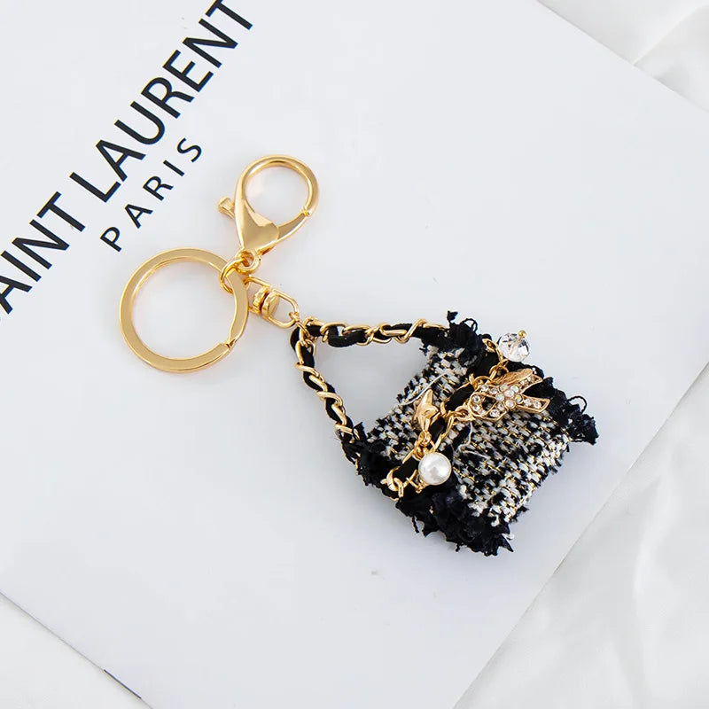 Fabric Bag Metal Pendant Keychain