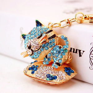 Lazy Cat Car Keychain Pendant Bag Key Chain Metal Cartoon Female Gift