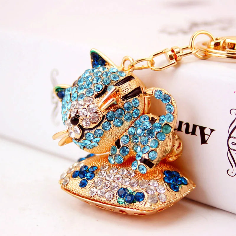 Lazy Cat Car Keychain Pendant Bag Key Chain Metal Cartoon Female Gift