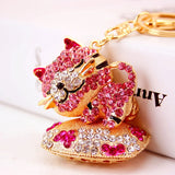 Lazy Cat Car Keychain Pendant Bag Key Chain Metal Cartoon Female Gift