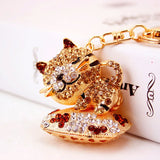 Lazy Cat Car Keychain Pendant Bag Key Chain Metal Cartoon Female Gift